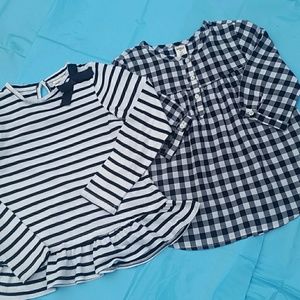 Oshkosh 5t navy & white tops long &3/4 sleeve